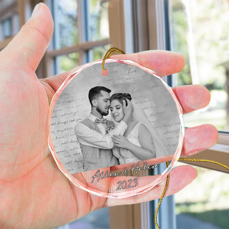 Custom Photo Anniversary Couples - Personalized Circle Glass Ornament