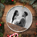 Custom Photo Anniversary Couples - Personalized Circle Glass Ornament