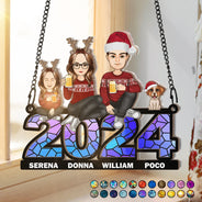 Family Sitting 2024 - Personalized Window Hanging Suncatcher Ornament