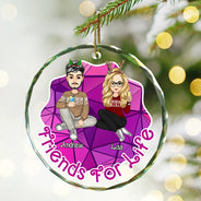 Friends For Life - Personalized Circle Glass Ornament