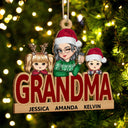 Grandma & Grandkids Christmas - Personalized Wooden Cutout Ornament
