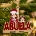 Grandma & Grandkids Christmas - Personalized Wooden Cutout Ornament