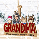 Grandma & Grandkids Christmas - Personalized Wooden Cutout Ornament
