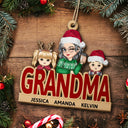 Grandma & Grandkids Christmas - Personalized Wooden Cutout Ornament