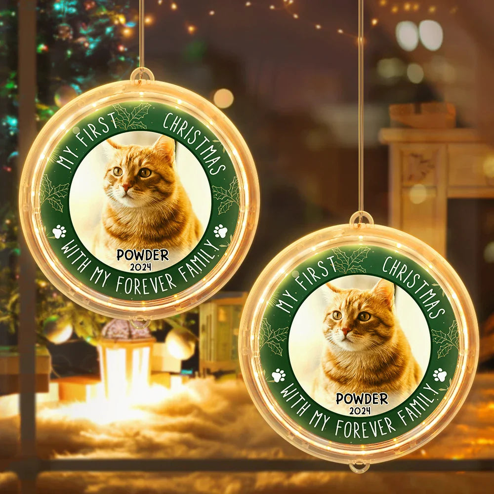 Pet Lovers - Custom Photo First Christmas Pet - Personalized LED Pendant Light