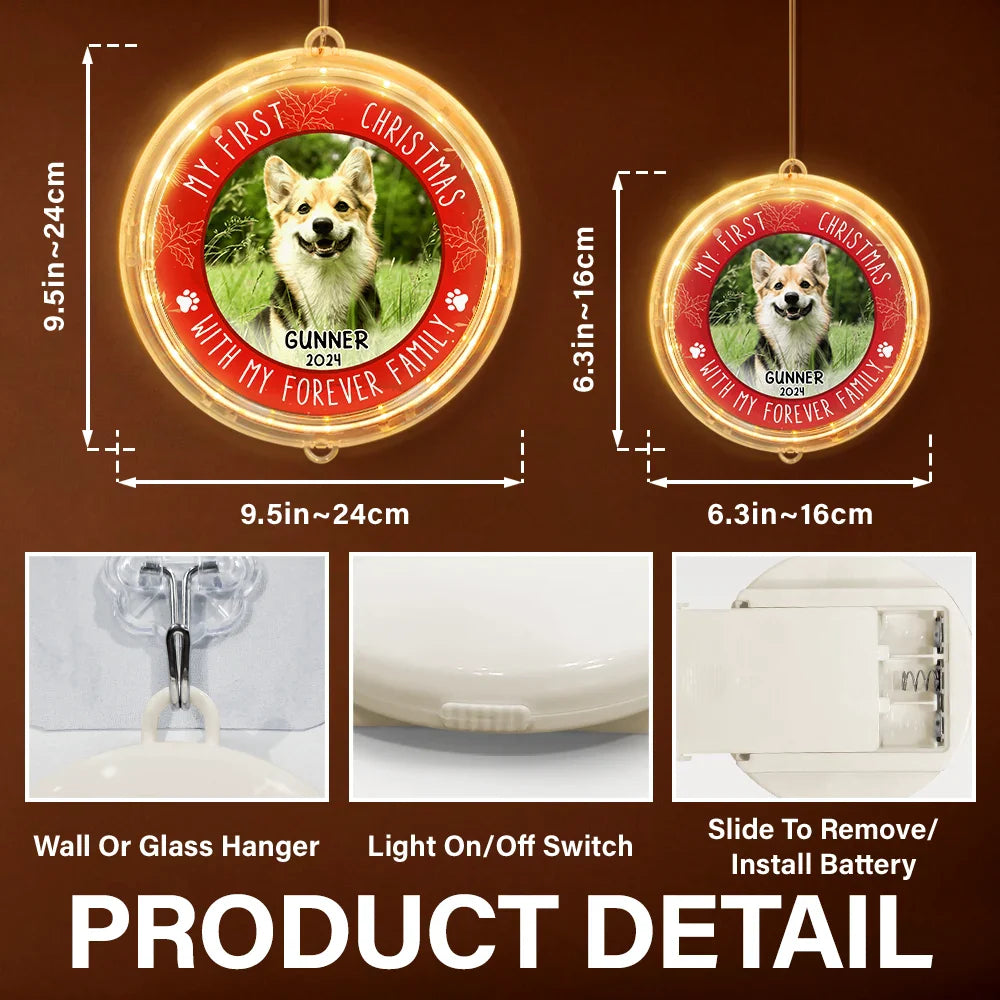 Pet Lovers - Custom Photo First Christmas Pet - Personalized LED Pendant Light