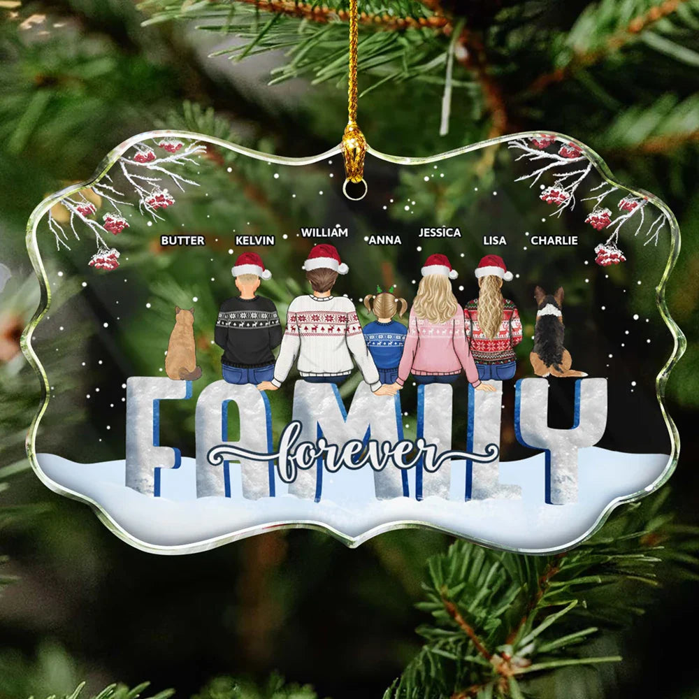 Family Forever - Personalized Medallion Glass Ornament