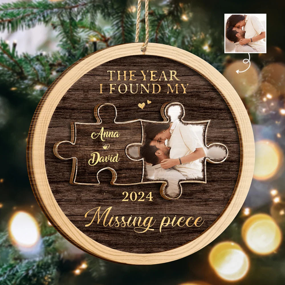 Custom Photo The Year I Found My Missing Piece - Personalized 2-Layered Wooden Ornament