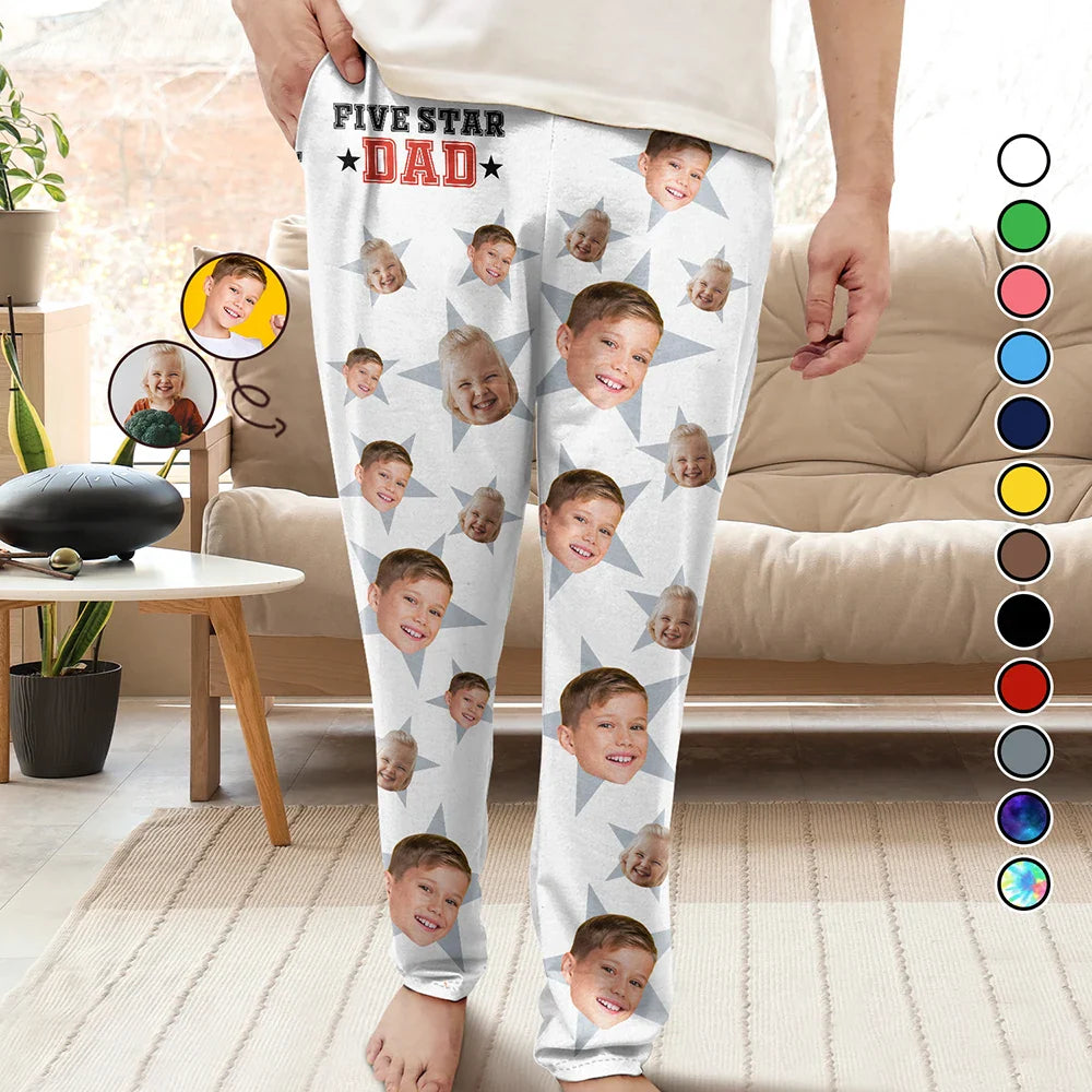 Custom Photo 5 Star Dad - Personalized Pajama Pants