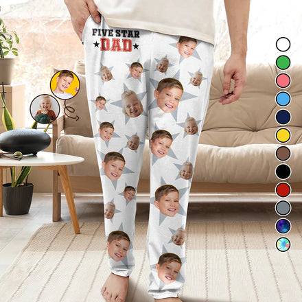 Custom Photo 5 Star Dad - Personalized Pajama Pants