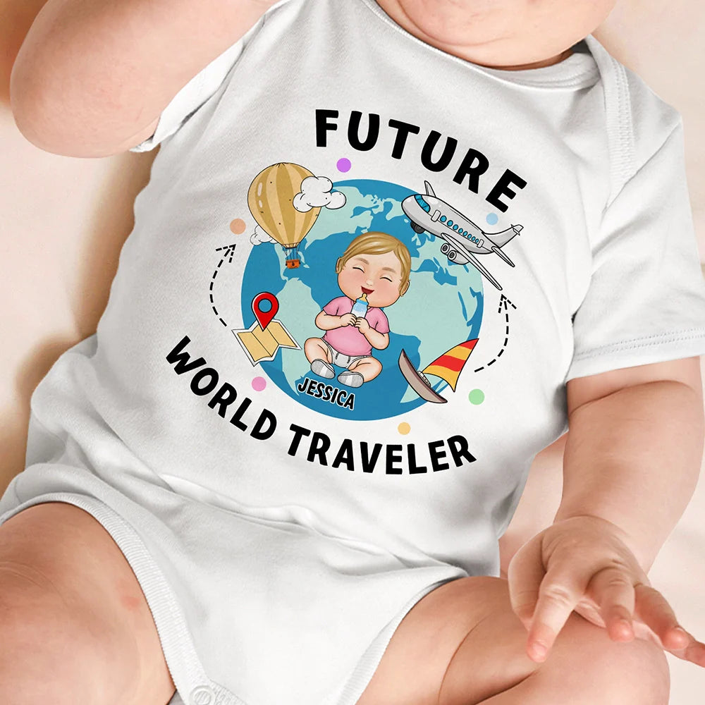 Travel, Gift For Kids - Future World Traveler - Personalized Baby Onesie