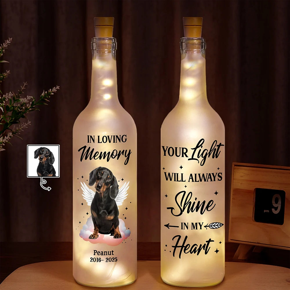Custom Photo Your Light Will Always Shine In My Heart - Personalized Bottle Light