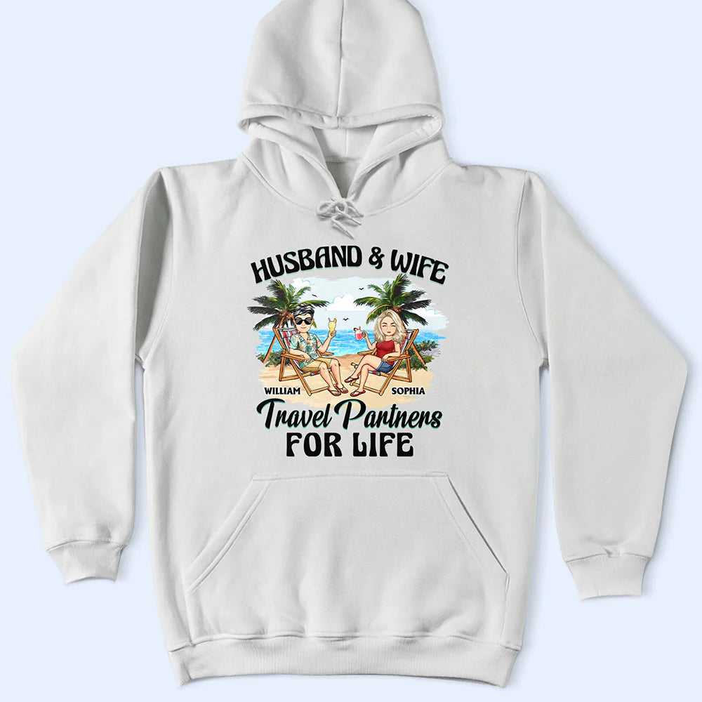Gift For Couples,Gift For Husband,Gift For Wife,Gift For Boyfriend,Gift For Girlfriend,Travel,Happy - Travel Partners For Life - Personalized T Shirt