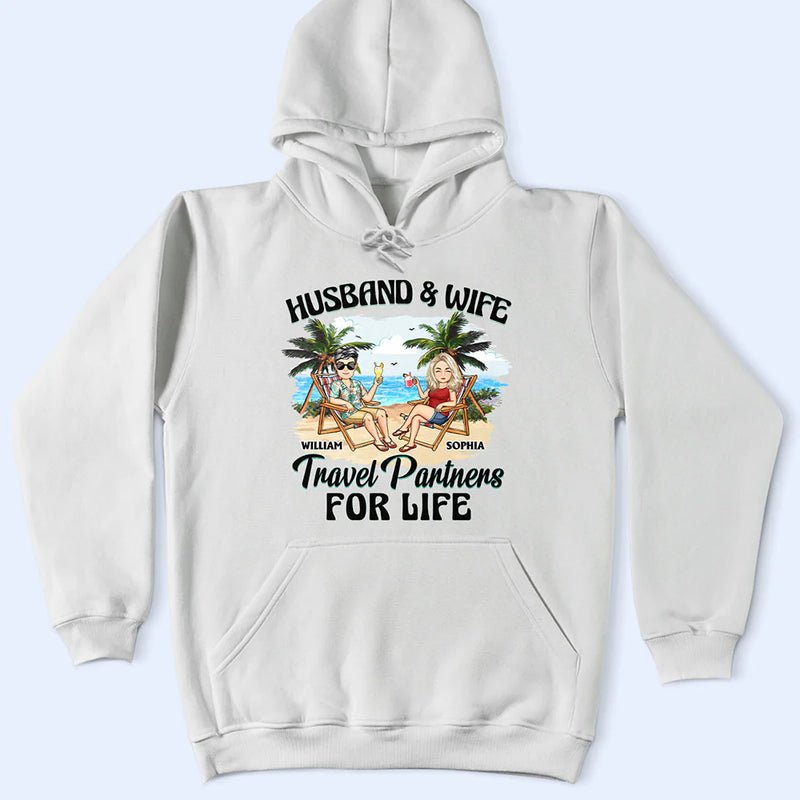 Gift For Couples,Gift For Husband,Gift For Wife,Gift For Boyfriend,Gift For Girlfriend,Travel,Happy - Travel Partners For Life - Personalized T Shirt