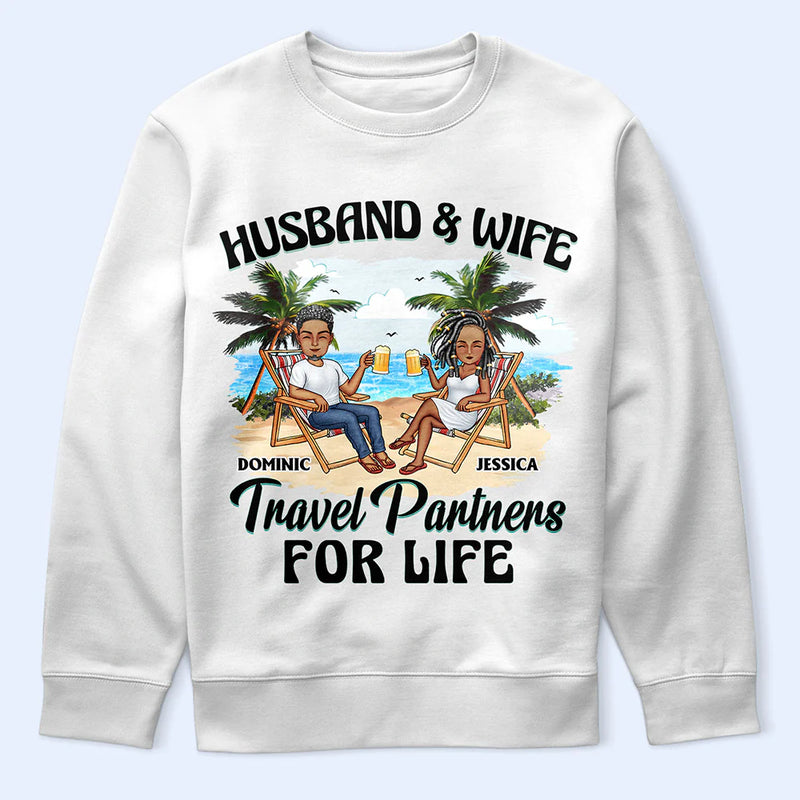 Gift For Couples,Gift For Husband,Gift For Wife,Gift For Boyfriend,Gift For Girlfriend,Travel,Happy - Travel Partners For Life - Personalized T Shirt