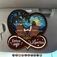 Gift For Couples,Gift For Husband,Gift For Wife,Gift For Boyfriend,Gift For Girlfriend,Love - Drive Safe I Love You Holding Hand Couple - Personalized Custom Shaped Car Visor Clip