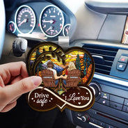 Gift For Couples,Gift For Husband,Gift For Wife,Gift For Boyfriend,Gift For Girlfriend,Love - Drive Safe I Love You Holding Hand Couple - Personalized Custom Shaped Car Visor Clip