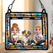 Dog Couple, Dog Lovers, Love - Lovely Dog Couples - Personalized Window Hanging Suncatcher Ornament