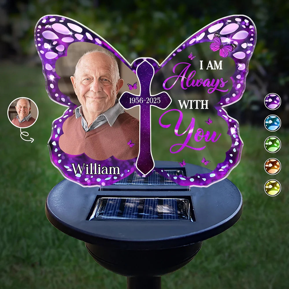 Memorial,Custom Photo,Family,Parents,Sad - Custom Photo Your Wings Were Ready But My Heart Was Not - Personalized Solar Light