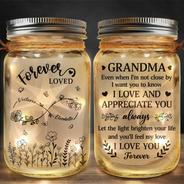 Gift For Mother,Gift For Grandma,Long Distance - Grandma Mom Even When I'm Not Close By - Personalized Mason Jar Light
