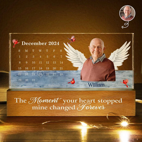 Custom Photo,Memorial,Family,Sad - Custom Photo The Moment Your Heart Stopped - Personalized Rectangle LED Light