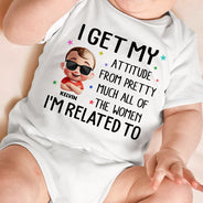 New baby,New Mom,Funny,New Dad,Parents,Gift For Mother - I Get My Attitude - Personalized Baby Onesie