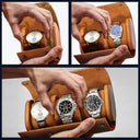 Gift For Husband, Gift For Couples, Happy - Birth Flower Couple Custom Monogram Name - Personalized Leather Watch Case