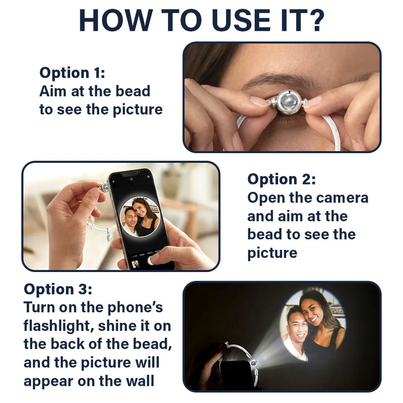 Happy,Gift For Bestie,Old Best friends,Gift For Sisters - Custom Photo Besties Sisters Forever - Personalized Photo Projection Bracelet Magnetic Initial