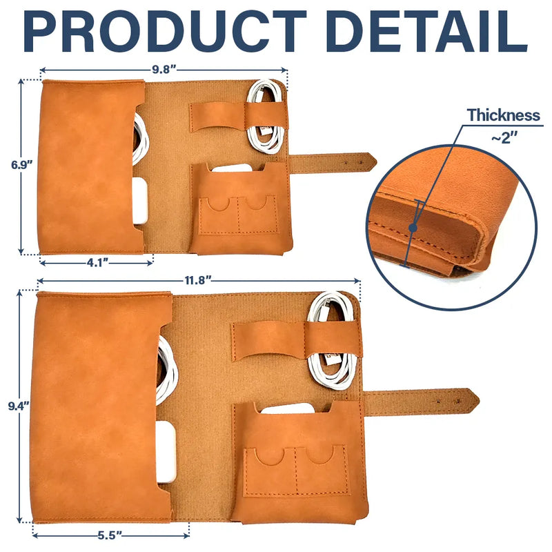 Camping, Gift For Women, Gift For Men, Happy - And So The Adventure Awaits - Personalized Leather Cable Bag