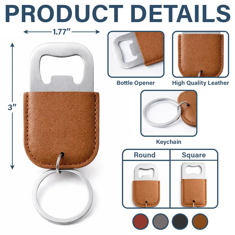 Gift For Father,Gift For Grandpa,Gift For Men,Happy - Custom Photo Best Dad Daddy Father Ever - Personalized Leather Bottle Opener Keychain