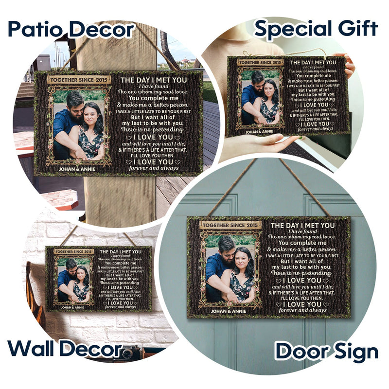 Custom Photo Husband Wife When We Get To The End Of Our Lives - Anniversary, Valentine Gift For Couples - Personalized Custom Wood Rectangle Sign