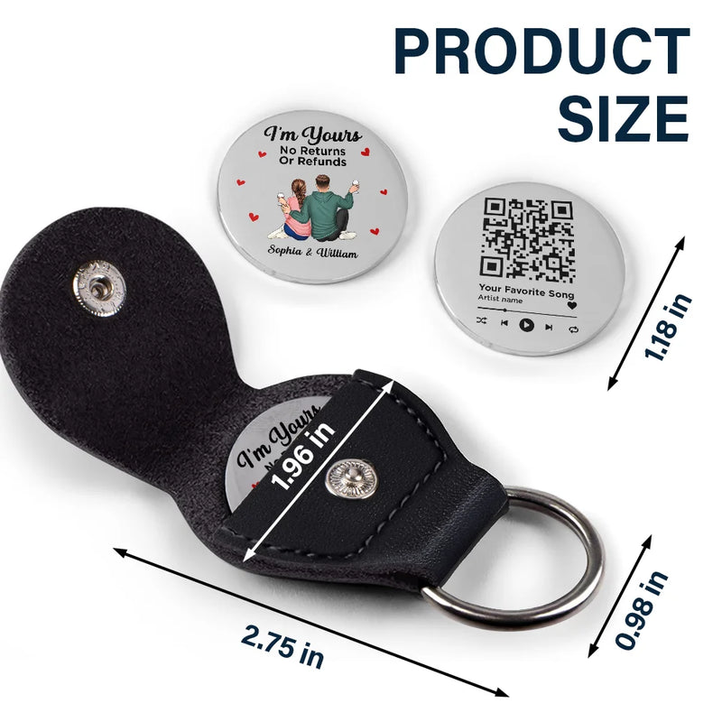 Gift For Couples, Gift For Husband, Gift For Wife, Gift For Boyfriend, Gift For Girlfriend, Happy - QR Code I'm Yours No Returns Or Refunds QR Code - Personalized Leather Pocket Hug