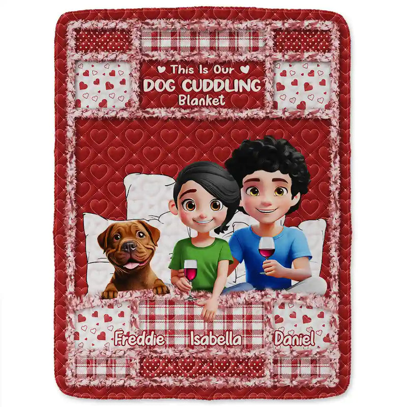 Gift For Couples,Gift For Husband,Gift For Wife,Gift For Boyfriend,Gift For Girlfriend,LGBT,Dog Lovers,Cat Lovers,Dog Couple,Cat Couple,Pet Couple,Pet Lovers,Love - Quilt Pattern Our Dog Cat Cuddling Blanket - Personalized Fleece Blanket, Sherpa Blanket