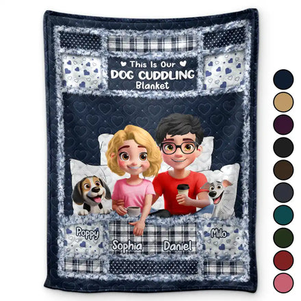 Quilt Pattern Our Dog Cat Cuddling Blanket - Personalized Fleece Blanket, Sherpa Blanket