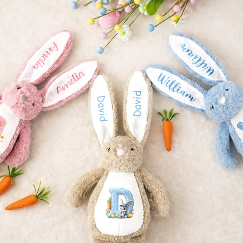 Easter,Happy,Gift For Kids,Parents,Gift For Grandkids,Gift For Daughter,Gift For Son - Rabbit Alphabet Letters Faux Chenille - Personalized Soft Toy Bunny