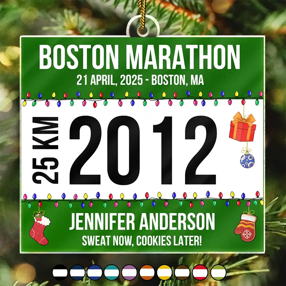 Top Market,Gift For Yourself,Gift For Women,Gift For Men,Christmas,Happy - Race Bib For Runner Christmas - Personalized Custom Shaped Acrylic Ornament
