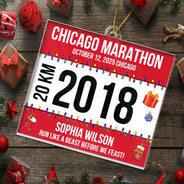 Top Market,Gift For Yourself,Gift For Women,Gift For Men,Christmas,Happy - Race Bib For Runner Christmas - Personalized Custom Shaped Acrylic Ornament
