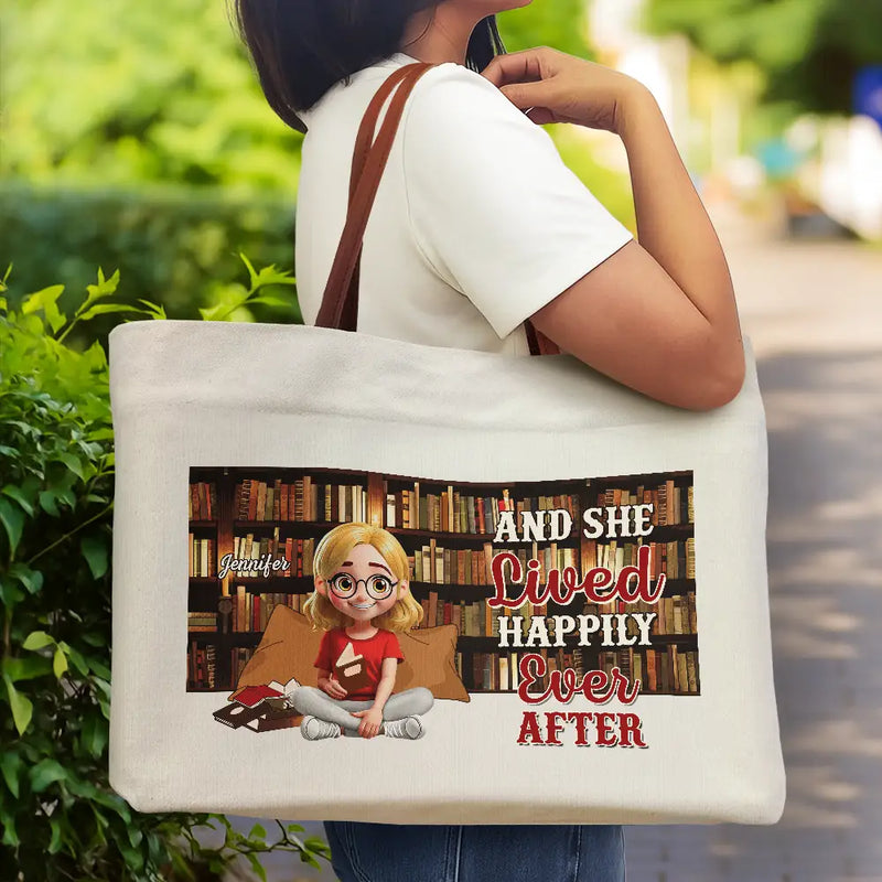 Reading,Gift For Yourself,Happy - Reading Just A Girl Who Loves Books - Personalized Leather Handle Tote Bag