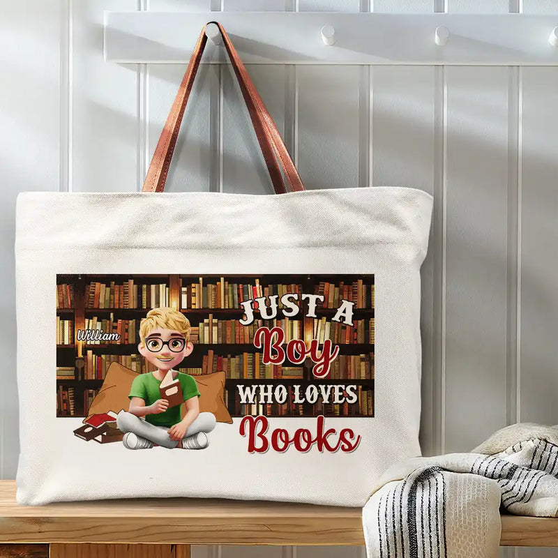 Reading,Gift For Yourself,Happy - Reading Just A Girl Who Loves Books - Personalized Leather Handle Tote Bag
