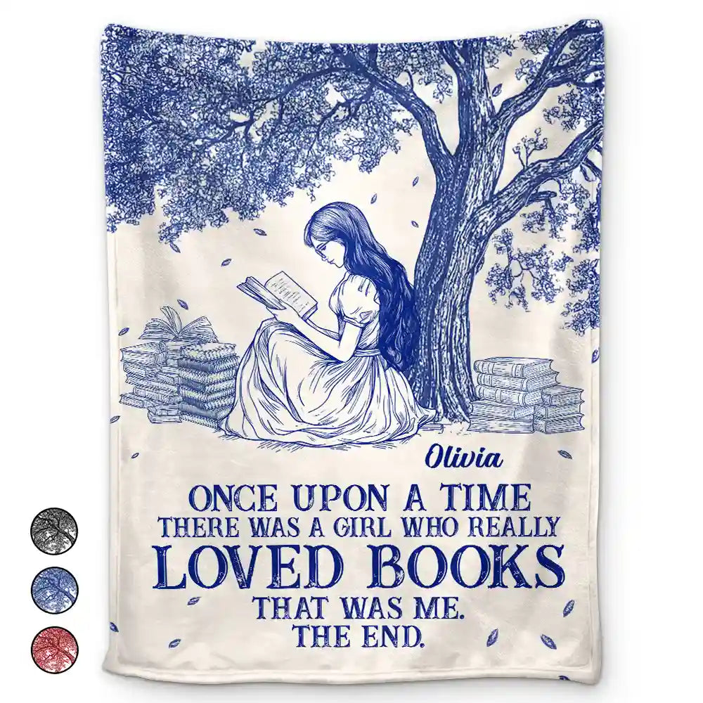 Reading Once Upon A Time There Was A Girl - Personalized Fleece Blanket, Sherpa Blanket