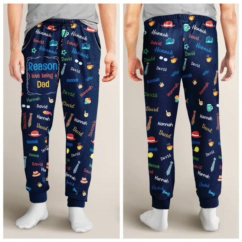 Gift For Grandpa,Gift For Father,Funny - Reason I Love Being A Grandpa Dad Custom Names - Personalized Pajama Pants