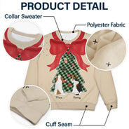 Pet Lovers,Pet Mom,Dog Lovers,Dog Mom,Cat Lovers,Cat Mom,Christmas,Love,Gift For Women - Red Bow Christmas Tree For Dog Cat Lovers - Personalized Unisex Ugly Sweater