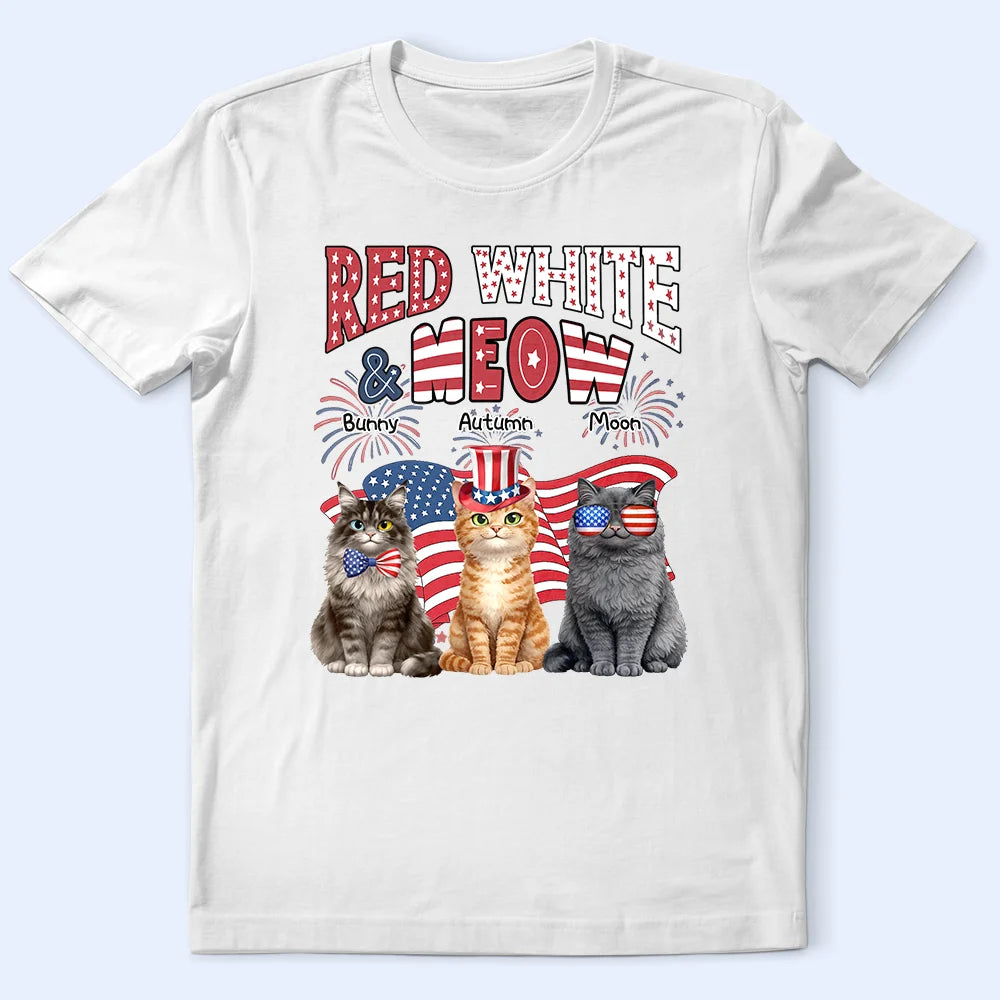 Red White Meow - Personalized T Shirt