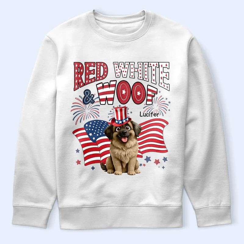 Funny,Dog Lovers,Pet Lovers,Independence Day - Red White Woof - Personalized T Shirt