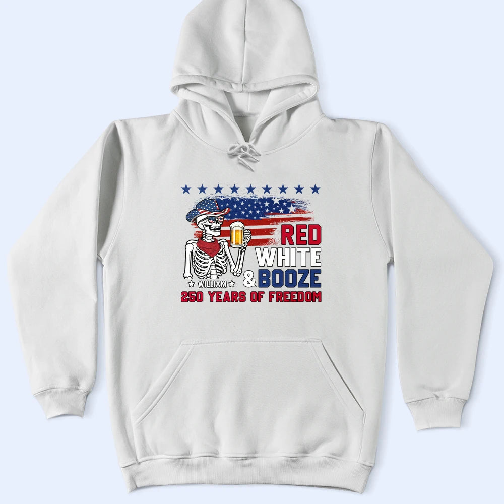 Independence Day,Gift For Yourself,Happy,Gift For Women,Gift For Men,America 250th,Icon,Proud - Red White & Booze US Independence Day - Personalized T Shirt