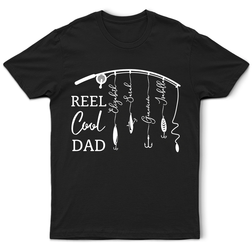 Dad's Hobby,Fishing,Gift For Father,Non-Eng,Icon,Playful - Reel Cool Dad Grandpa - Personalized T Shirt