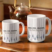 Gift For Grandpa,Grandpa - Grandkids,Gift For Father,Fishing,Icon,Adorable - Reel Cool Dad Grandpa - Personalized White Edge-to-Edge Mug