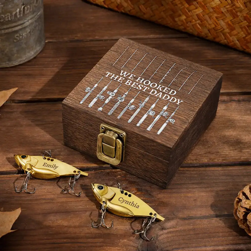 Gift For Father, Fishing, Summer, Top Market, Humorous, Custom Text - Reel Cool Dad Fishing Dad Grandpa - Personalized Metal Fish Lure Set