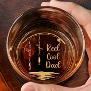 Gift For Father,Gift For Grandpa,Fishing,Non-Eng,Icon,Proud - Reel Cool Dad Grandpa - Personalized Engraved Whiskey Glass