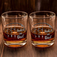 Gift For Father,Gift For Grandpa,Fishing,Non-Eng,Icon,Proud - Reel Cool Dad Grandpa - Personalized Whiskey Glass